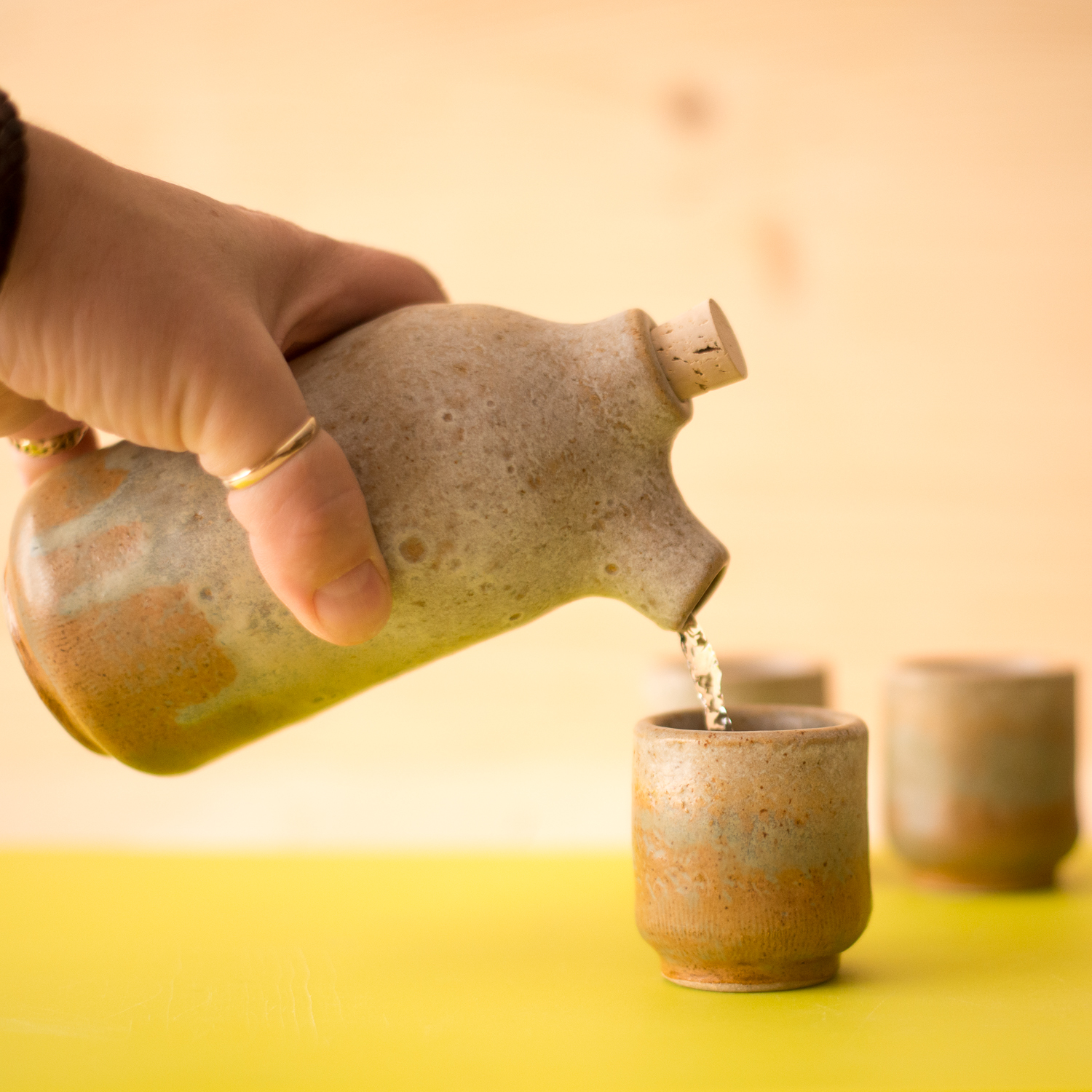 ST Pottery Sake Set Pouring